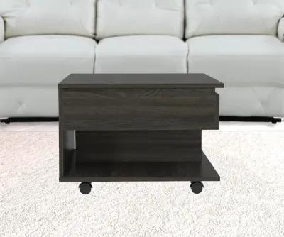 Homezia 22" Carbon Espresso Manufactured Wood Rectangular Coffee Table With Drawer