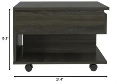 Homezia 22" Carbon Espresso Manufactured Wood Rectangular Coffee Table With Drawer