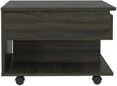 Homezia 22" Carbon Espresso Manufactured Wood Rectangular Coffee Table With Drawer