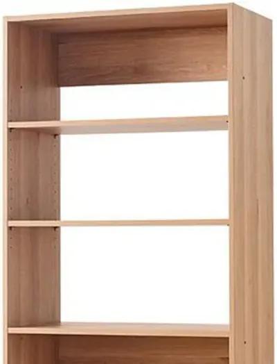 Dee Modular Closet System, 5 Tier Storage Shelves, Oak Brown Wood