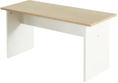 White Modern Wooden Dining Table with Two Benches, Three Piece Set, Writing Desk