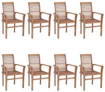 vidaXL Dining Chairs 8 pcs with Light Blue Cushions Solid Teak Wood