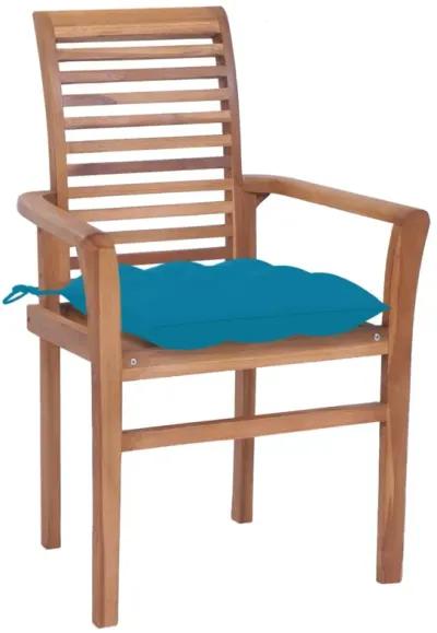 vidaXL Dining Chairs 8 pcs with Light Blue Cushions Solid Teak Wood