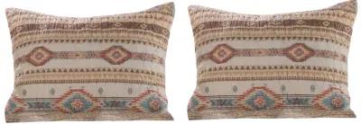 King Size 3 Piece Polyester Quilt Set with Kilim Pattern, Multicolor - Benzara