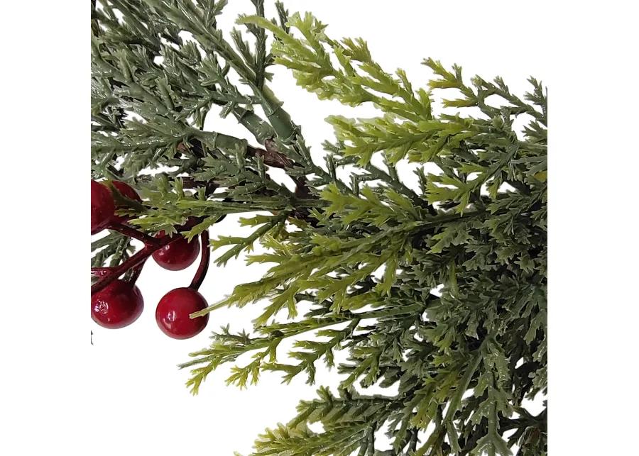 Pine Cone and Berries Winter Foliage Christmas Wreath  24-Inch  Unlit