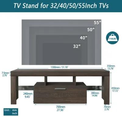 Hivvago Easy and Quick Assembly Modern TV Stand with Toughened Glass Shelf