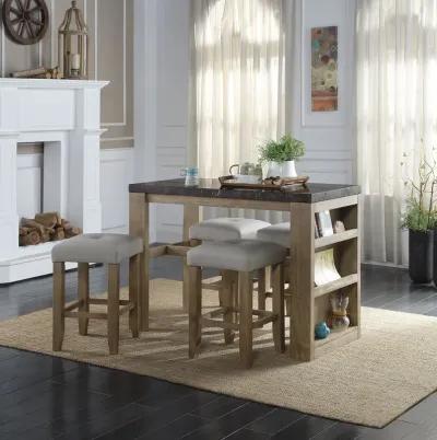 Charnell Counter Height Table  in Marble & Oak Finish DN00551