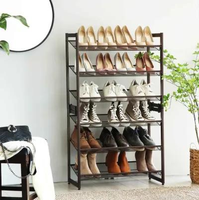 6-Tier Shoe Rack - Spacious Storage Solution for Organized Footwear