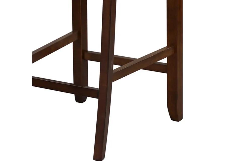 WoodCounter Height Chairs With Slatted Backs, Set of 2, Dark Brown-Benzara