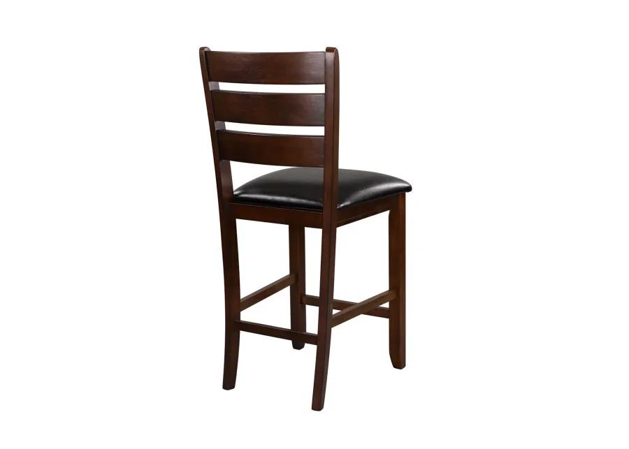 WoodCounter Height Chairs With Slatted Backs, Set of 2, Dark Brown-Benzara