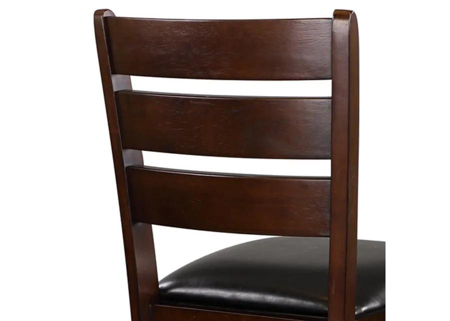 WoodCounter Height Chairs With Slatted Backs, Set of 2, Dark Brown-Benzara