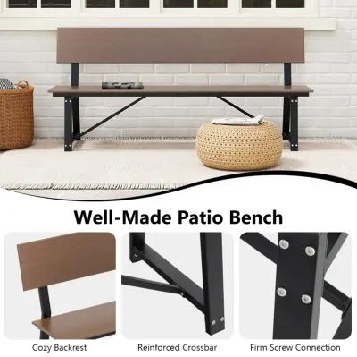 72 Inch Extra Long Bench with All-Weather HDPE Seat & Back for Yard Garden Porch