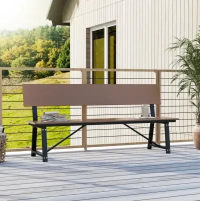 72 Inch Extra Long Bench with All-Weather HDPE Seat & Back for Yard Garden Porch