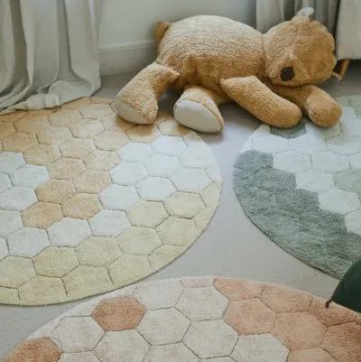 Washable rug Round Honeycomb Golden