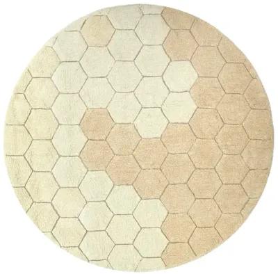 Washable rug Round Honeycomb Golden