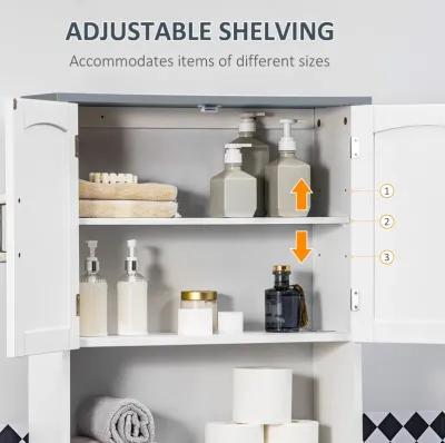 Grey Bathroom Organizer: Over Toilet Cabinet with Adjustable Shelves