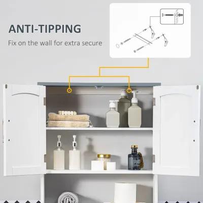 Grey Bathroom Organizer: Over Toilet Cabinet with Adjustable Shelves