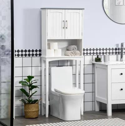 Grey Bathroom Organizer: Over Toilet Cabinet with Adjustable Shelves