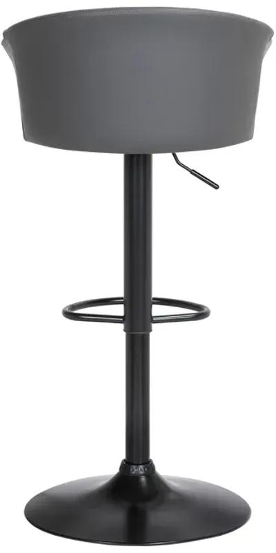 Lydia Adjustable Black Wood Stool in Grey Faux Leather with Black Metal