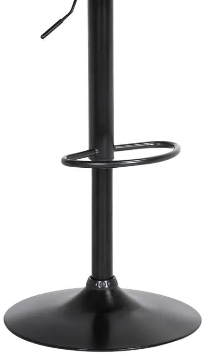 Lydia Adjustable Black Wood Stool in Grey Faux Leather with Black Metal