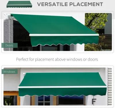 8'x7' Manual Retractable Sun Shade Shelter Outdoor Patio Awning Canopy Green