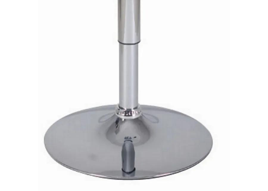 34-44 Inch Classic Bar Table, Adjustable Height Stainless Steel Base, White-Benzara