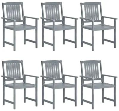 vidaXL Patio Chairs 6 pcs Solid Acacia Wood Gray