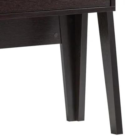 60 Inch Modern Style Desk, Open Shelves, Drawer, Clean Lined Texture, Brown-Benzara