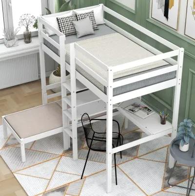 Merax  Convertible Loft Bed with L-Shape Desk