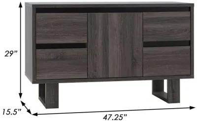 Hosa 47 Inch TV Media Entertainment Console, 2 Drawers, 1 Cabinet, Black-Benzara