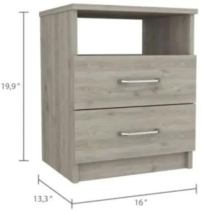 Napoles Nightstand, Superior Top, Two Drawers, One Shelf - Light