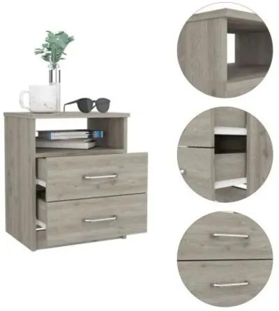 Napoles Nightstand, Superior Top, Two Drawers, One Shelf - Light