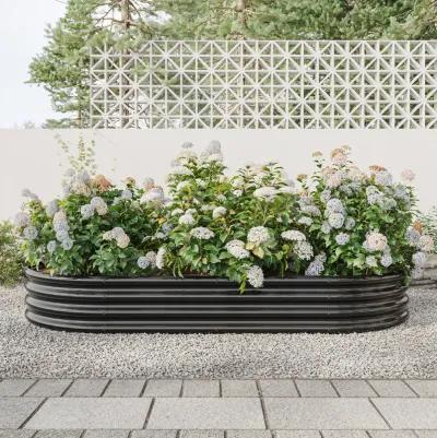 Hivvago Oval Shaped Metal Raised Planter Outdoor Garden Plant and Vegetable Bed