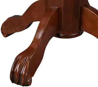 Ava 42 Inch Wood Pub Bar Table, Sunburst Design, Carved Pedestal, Dark Brown-Benzara