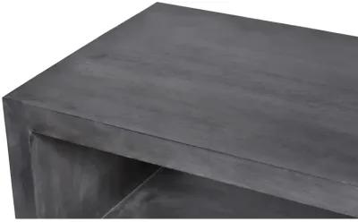 58" Cube Shaped Wooden Coffee Table With Open Bottom Shelf, Charcoal Gray