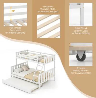 3-in-1 Twin Over Full Bunk Bed with Trundle and Ladder