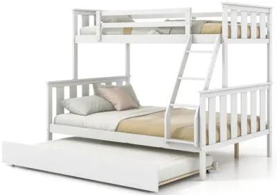 3-in-1 Twin Over Full Bunk Bed with Trundle and Ladder