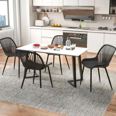 Modern Kitchen Chairs with Metal Legs, Cutout Backrest, Curved Seat for Dining Room Home Office