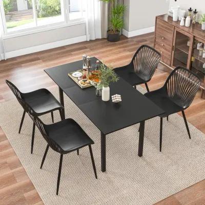 Modern Kitchen Chairs with Metal Legs, Cutout Backrest, Curved Seat for Dining Room Home Office