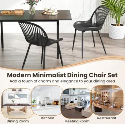 Modern Kitchen Chairs with Metal Legs, Cutout Backrest, Curved Seat for Dining Room Home Office