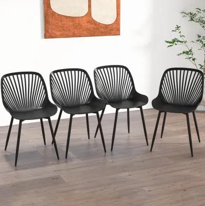 Modern Kitchen Chairs with Metal Legs, Cutout Backrest, Curved Seat for Dining Room Home Office