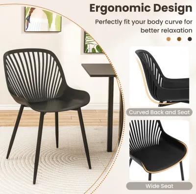 Modern Kitchen Chairs with Metal Legs, Cutout Backrest, Curved Seat for Dining Room Home Office