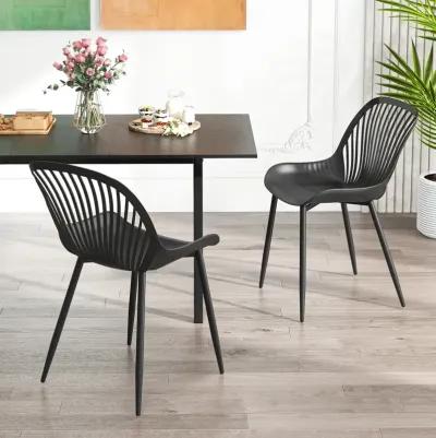 Modern Kitchen Chairs with Metal Legs, Cutout Backrest, Curved Seat for Dining Room Home Office