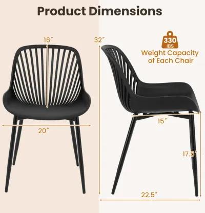 Modern Kitchen Chairs with Metal Legs, Cutout Backrest, Curved Seat for Dining Room Home Office