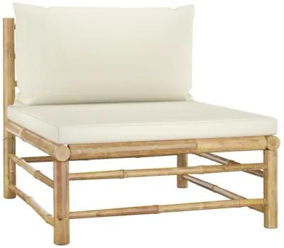 vidaXL 2 Piece Garden Lounge Set with Cream White Cushions Bamboo