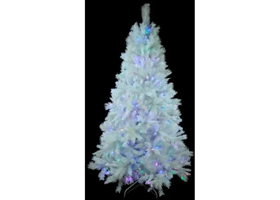 6.5' Pre-Lit White Medium Iridescent Pine Artificial Christmas Tree - Multi Function LED Lights