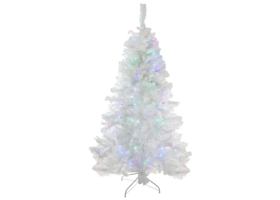 6.5' Pre-Lit White Medium Iridescent Pine Artificial Christmas Tree - Multi Function LED Lights