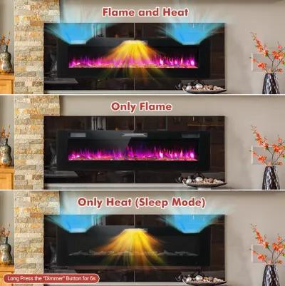 60-Inch Ultra-Thin Electric Fireplace with Remote Control and Timer Function for Modern Homes