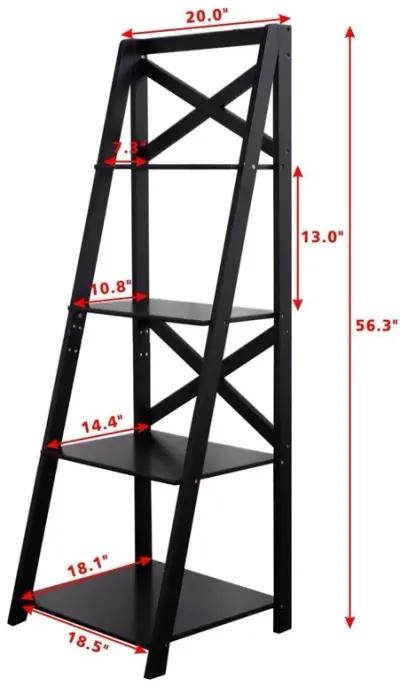 4-tier Leaning Free Standing Ladder Shelf Bookcase