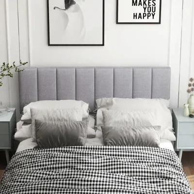 Linen Upholstered Headboard with Solid Wood Legs and Adjustable Width-Gray